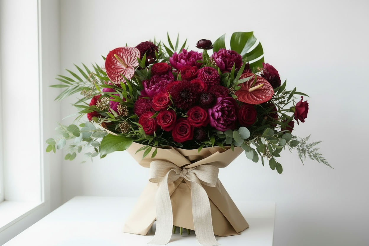 Luxury Fearless bouquet with red and pinks flowers