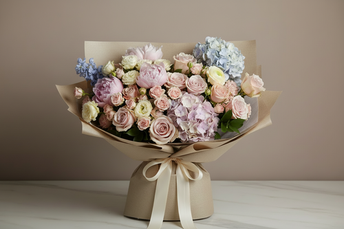Emerge luxury pastel bouquet featuring soft, lush pastel flowers